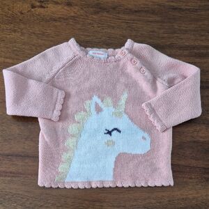 Joe Fresh Girls Pink Unicorn Knit Crewneck Sweater Soze 6-12M